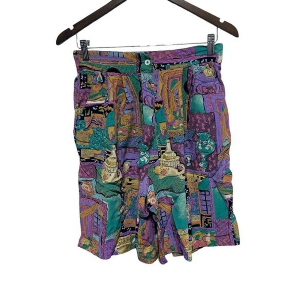Vintage Ellen‎ Figg Shorts Womens 10 Multicolor Colorful Artsy Bermuda 80s USA
